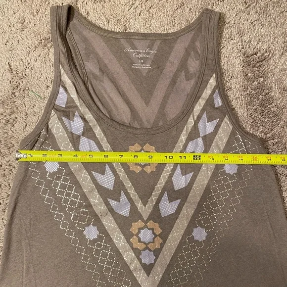 American Eagle Outfitters Women’s Tank Top Large Brown Aztec Geometric Print - Picture 6 of 10